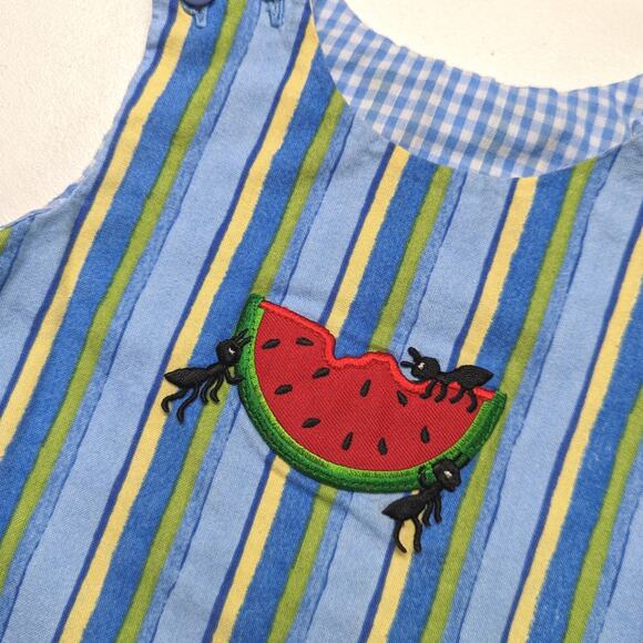 Dress Girls Size 12m Blue Reversible Sundress Bunny Rabbit Watermelon - Picture 6 of 7